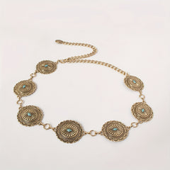 Turquoise Inlaid Waist Chain Western Tassel Belly Chain