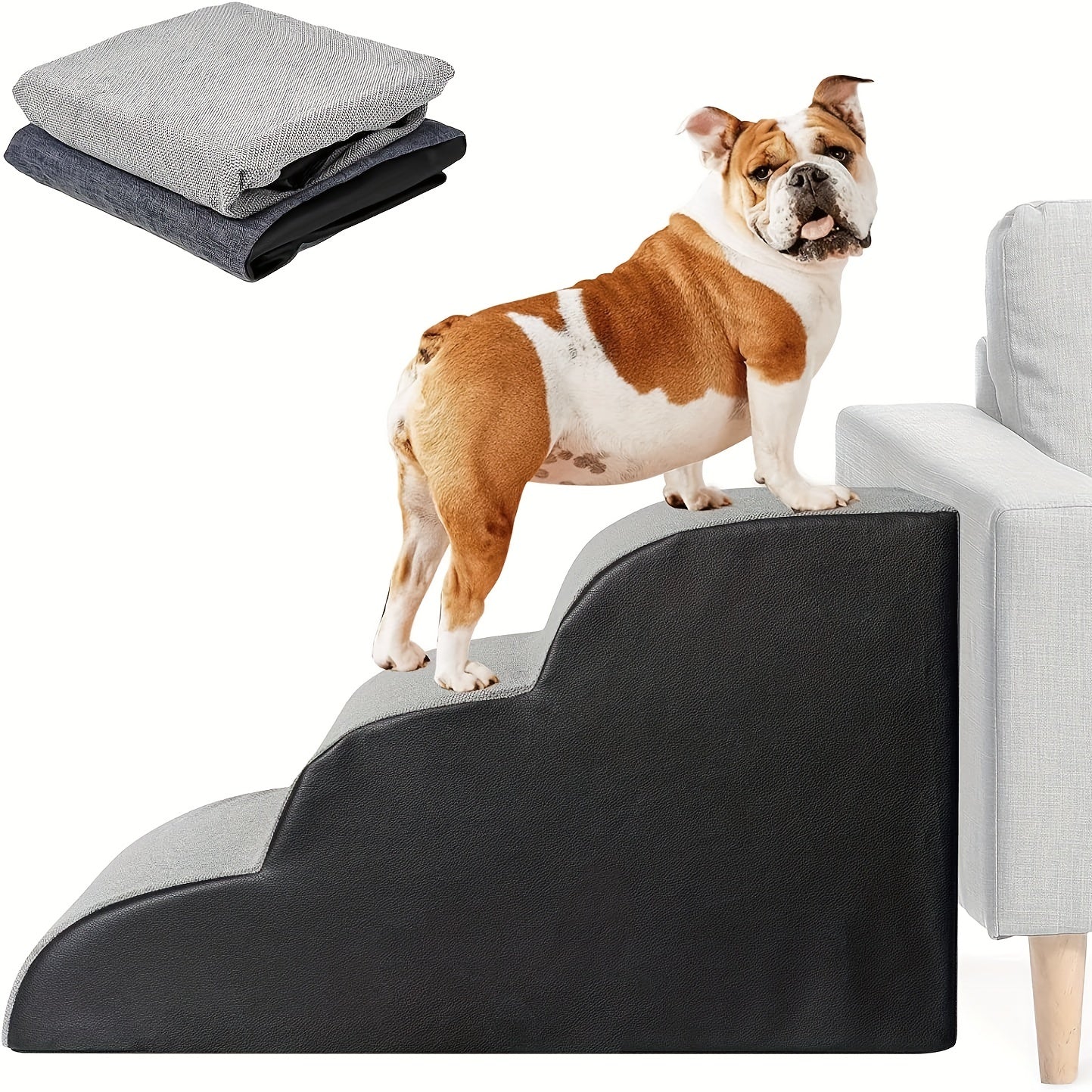 Soft Foam Dog Stairs Ramp 3 Tiers Pet Steps For Easy Access