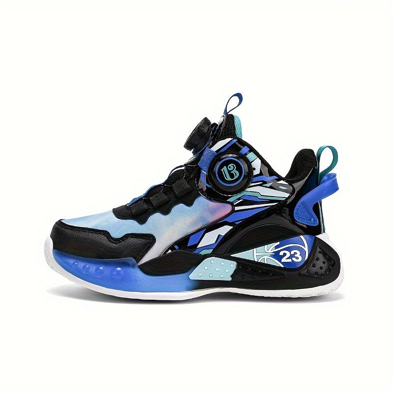 Boys Basketball Shoes Comfy Non Slip Sneakers with Rotating Buckle