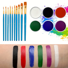 VERONNI Red Face Paint Set with 10 Brushes - Non Toxic Cosplay Makeup