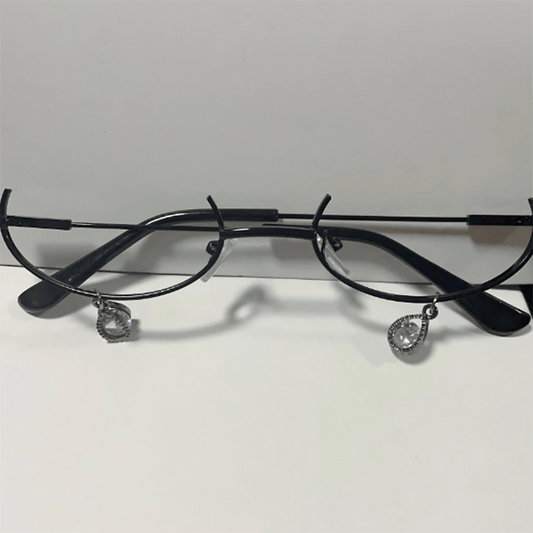 Rhinestone Decor Semi Rimless Lensless Glasses for Cosplay Party Club