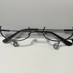 Rhinestone Decor Semi Rimless Lensless Glasses for Cosplay Party Club