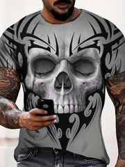 Men's Breathable 3D Skull Graphic Tee for Summer