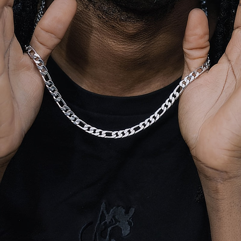 Vintage Iced Chain Pendant Necklace Stainless Steel Link Chains