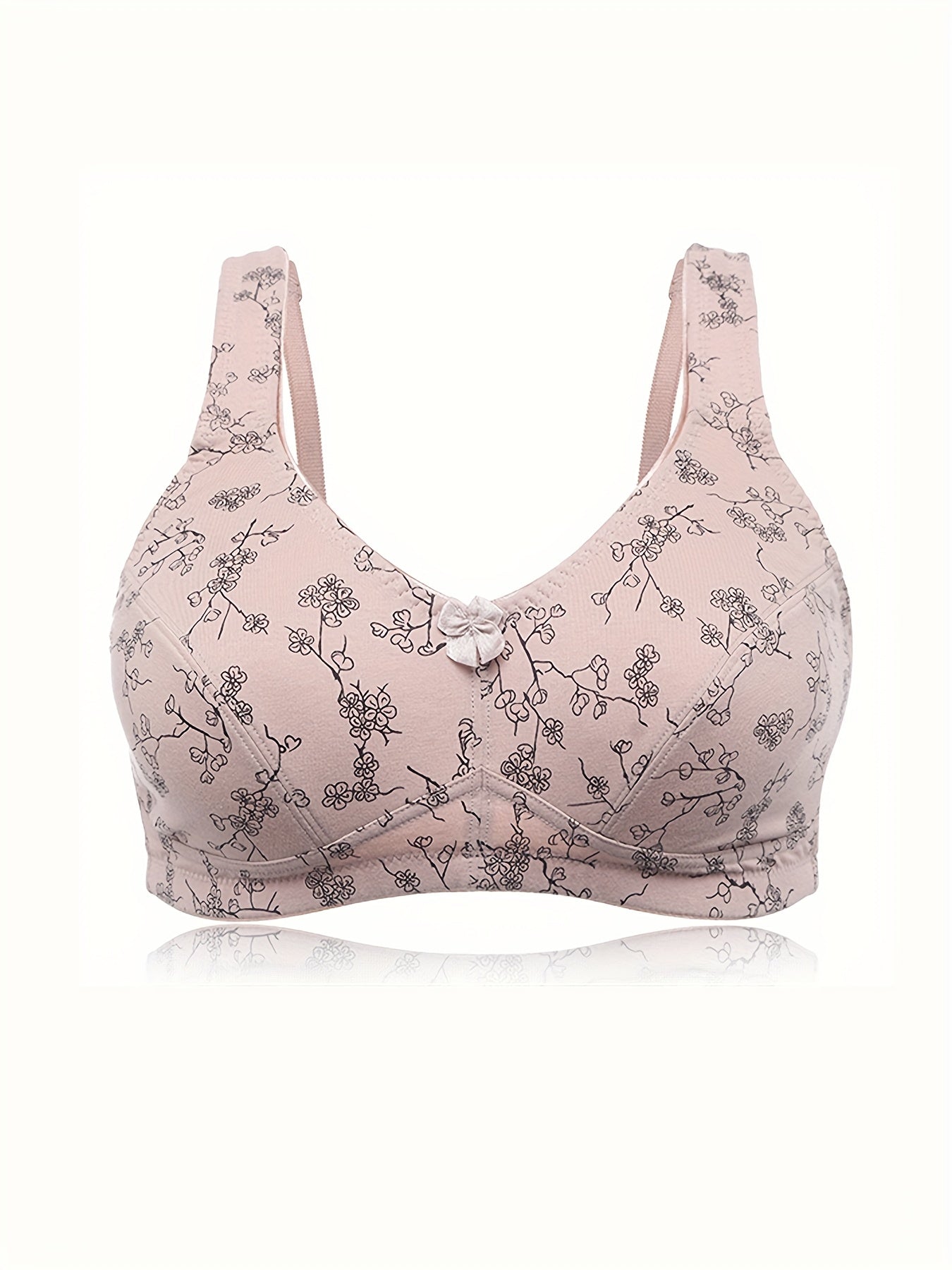Floral Print Full Coverage Bra Soft Wireless Intimates Women's Lingerie