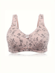 Floral Print Full Coverage Bra Soft Wireless Intimates Women's Lingerie