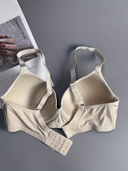 Solid Full Coverage Bra Comfy & Breathable Push Up Bra