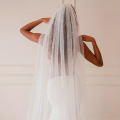 Bride Wedding Dress Veil with Nail Bead Tassel