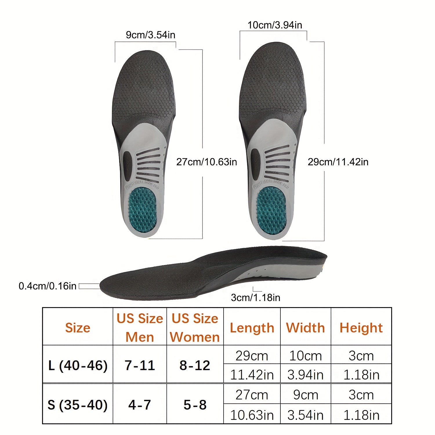 Orthopedic Insoles for Sports & Running Shoes