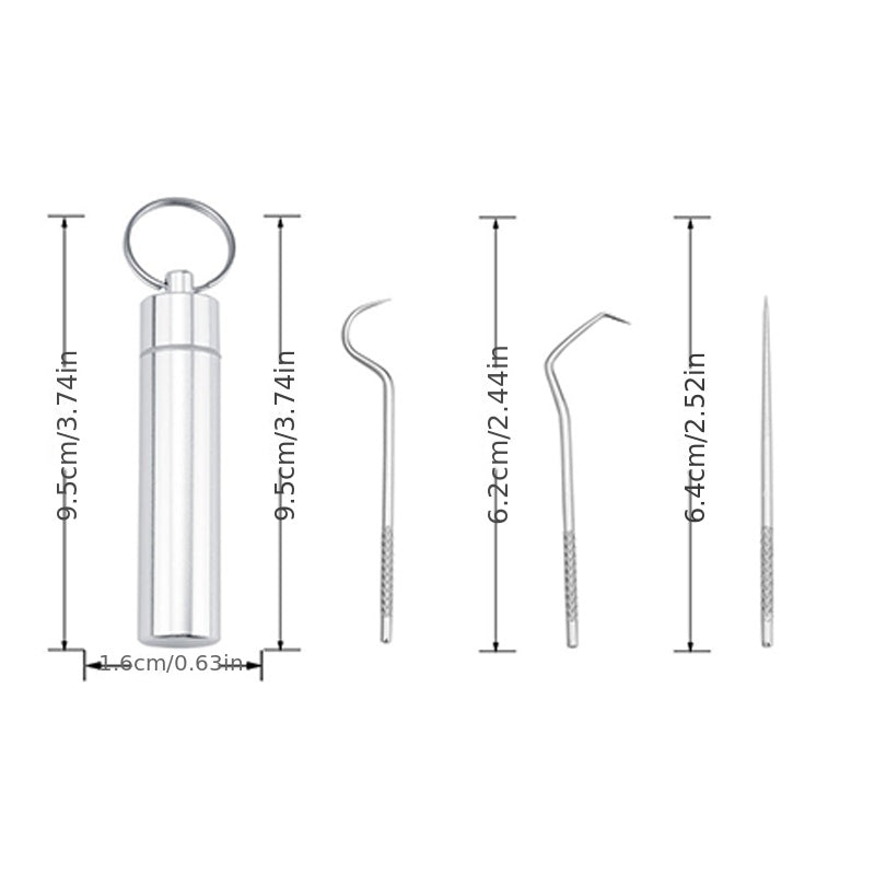 Stainless Steel Toothpick & Floss Set for Home & Travel