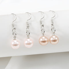 2 Pairs Round Faux Pearl Earrings Gift