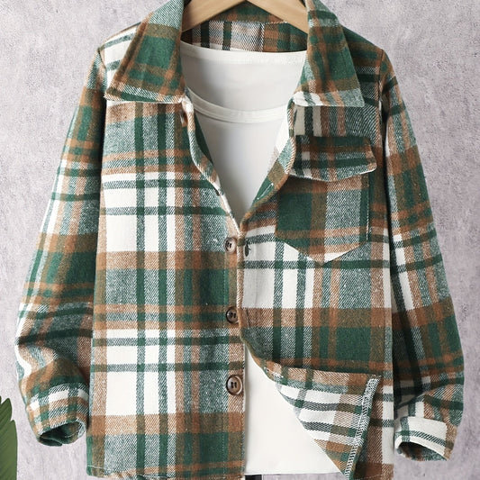 Toddle Boys Plaid Jacket Long Sleeve Button Down Warm Coat Winter Kids Clothes