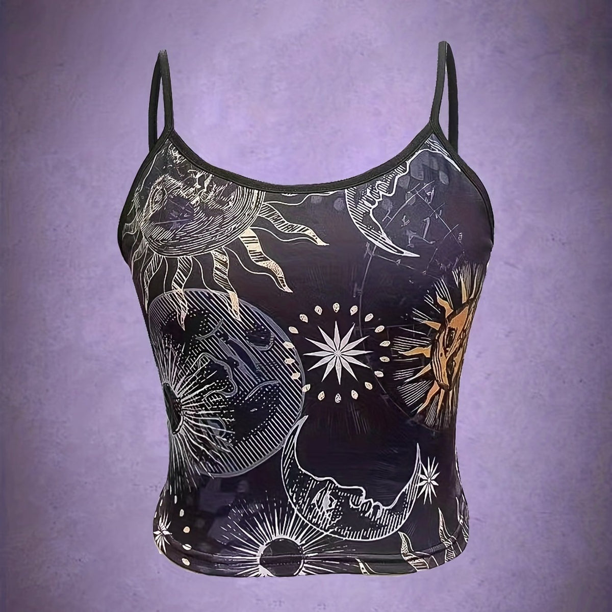 Moon & Sun Spaghetti Strap Top Sleeveless Cami