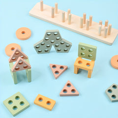 Wooden Geometric Shape Puzzle Toy Set for 18 Months