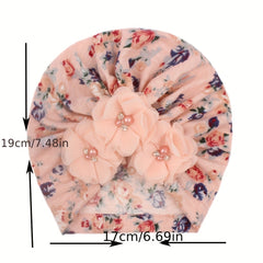Spring Broken Rhinestone Flower Print Baby Hat