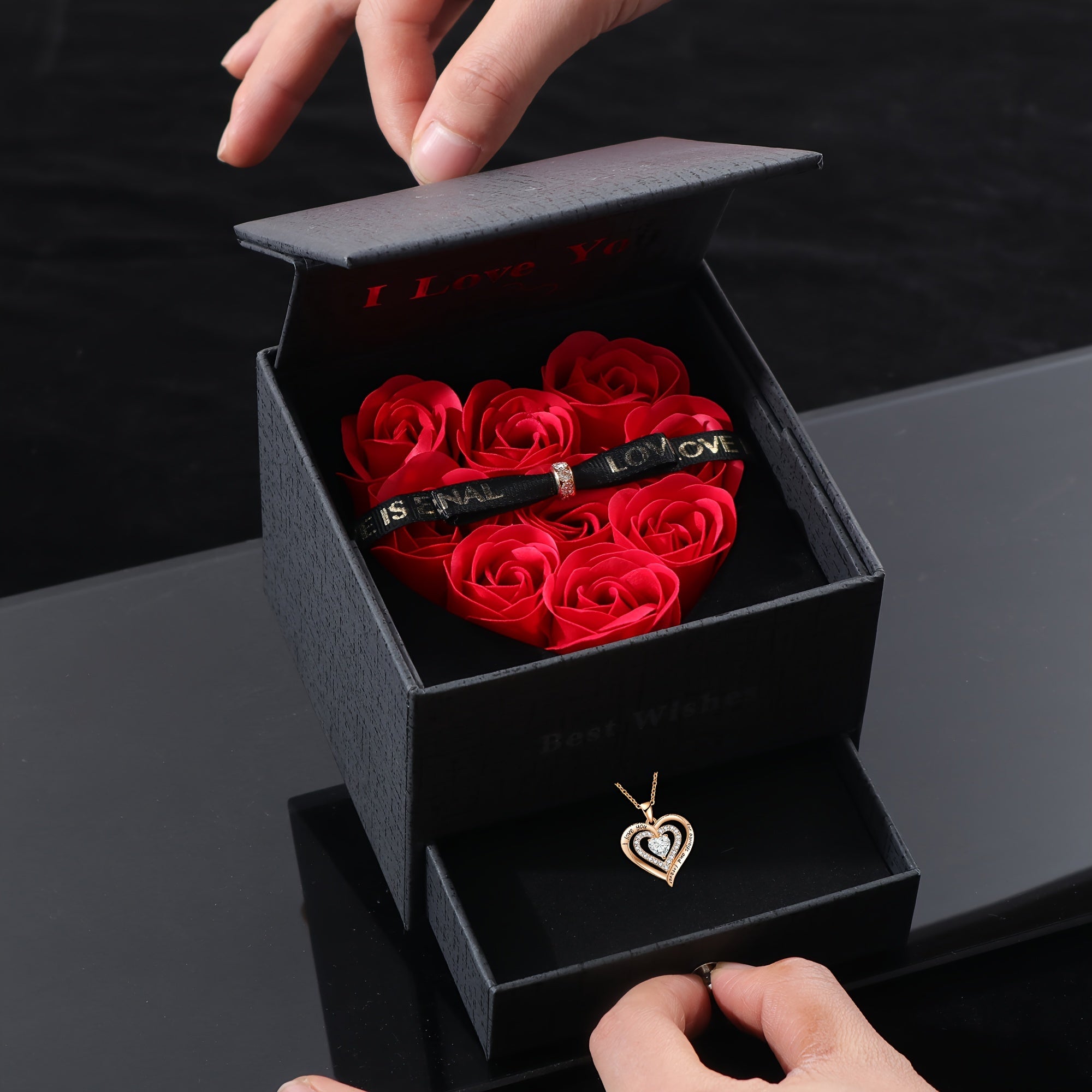 Halloween Gift Set: Eternal Rose Artificial Flowers in Heart Shaped Box