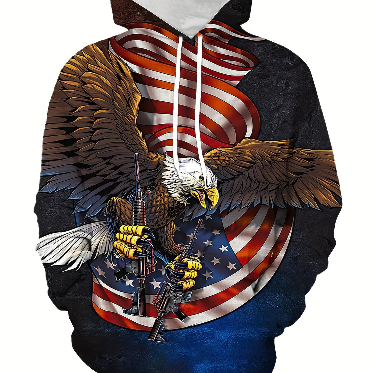 Eagle 3D Print Hoodie Men Graphic Loose Hooded Pullover Mens Clothing