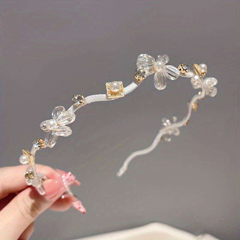 Crystal Flower Hairband Rhinestone Head Hoop Women's Headwear