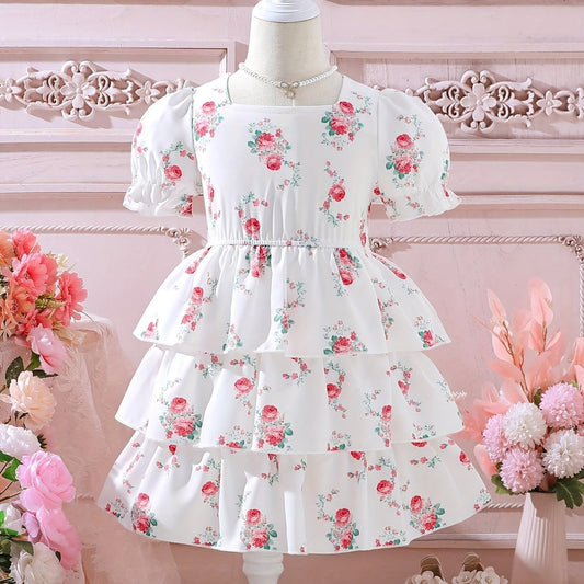 Floral Tiered Princess Dress for Girls