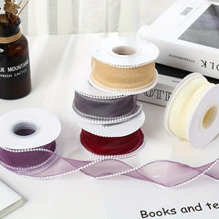 5yd Pearl Fishtail Silk Ribbon Flower Packaging Mesh Ribbon
