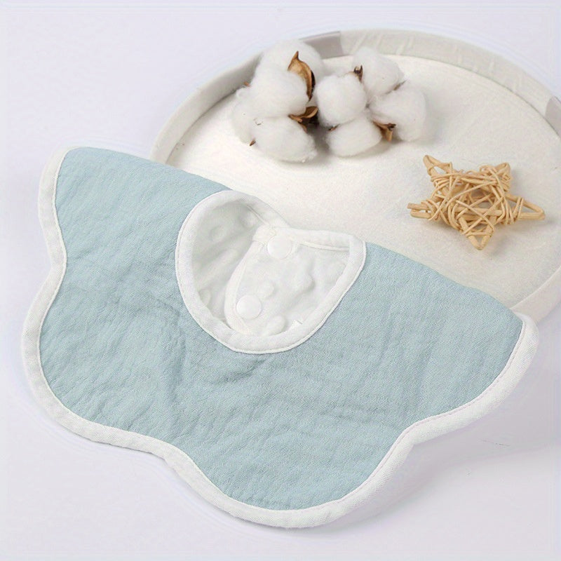 Baby Flower Shape 360 degree Rotating Beanie Velvet Baby Gauze Bib