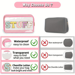 Letter Stuff Pattern Wash Bag Short Trip Transparent PVC Makeup Storage Bag