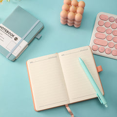 Customizable A6 Hardcover Notebook Pink Elastic 192 Pages Soft Faux Leather