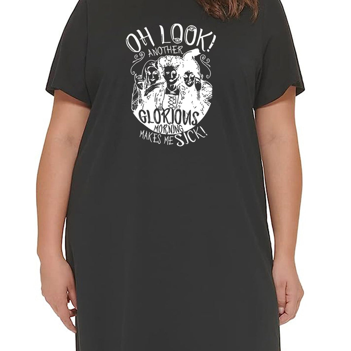 Witch & Letter Print Stretch Tee Sleep Dress