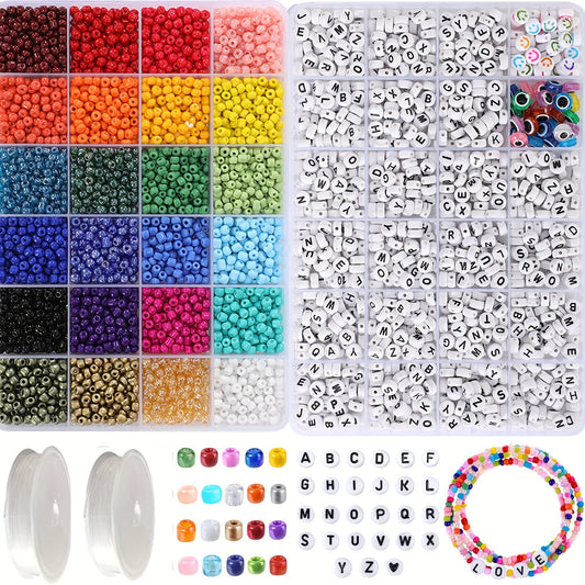 5000pcs 4mm Glass Rice Beads Letter Beads Set Seed Beads DIY Jewelry