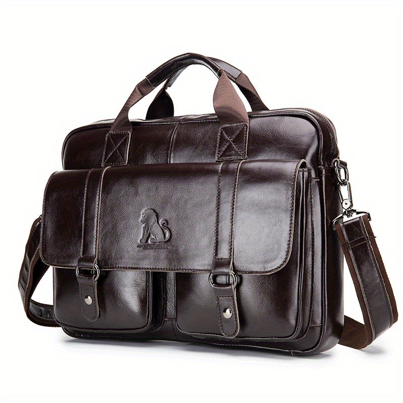 Cowhide Men's Computer Bag Business Casual Large Capacity Handbag