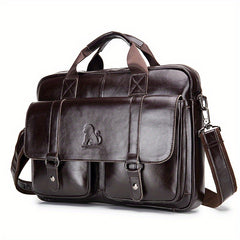 Cowhide Men's Computer Bag Business Casual Large Capacity Handbag