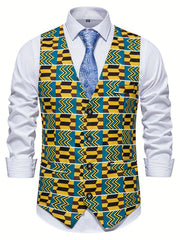 Bohemian Pattern Single Breasted Retro Suit Vest For Men