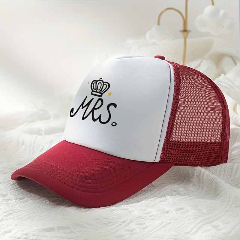 MRS Crown Baseball Cap Mesh Trucker Dad Hat Adjustable Sun Hat For Women