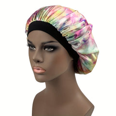 Tie Dye Satin Bonnet Curly Hair Large Silk Cap