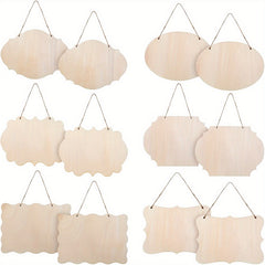 12/18pcs Blank Wood Door Signs DIY Carved Plate Hanging Decoration