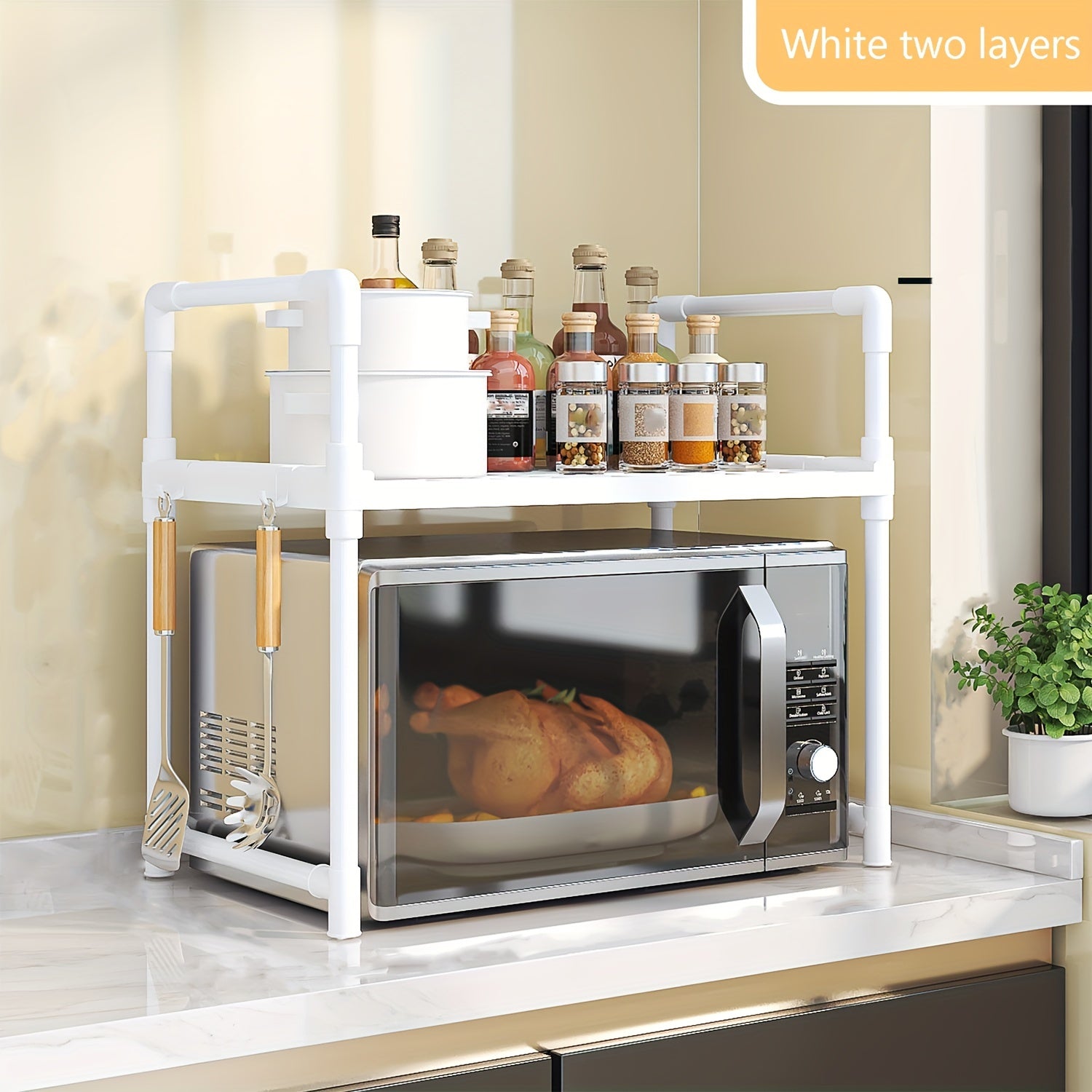 2 Layer Kitchen Storage Rack for Spices and Supplies