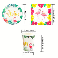 Tropical Hawaiian Flamingo Party Tableware Set For 20 Guests