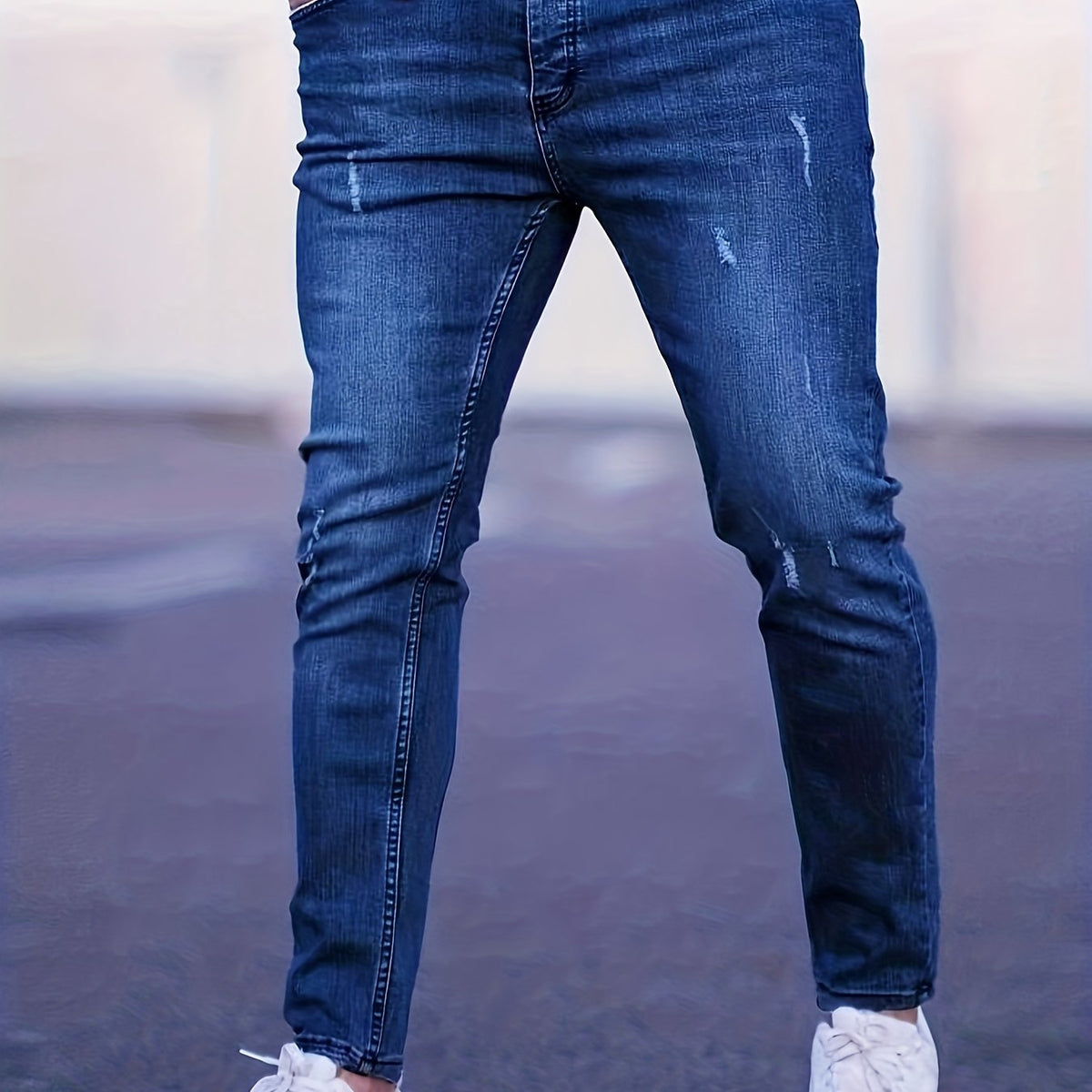 Slim Fit Moustache Effect Jeans Men's Casual Street Style