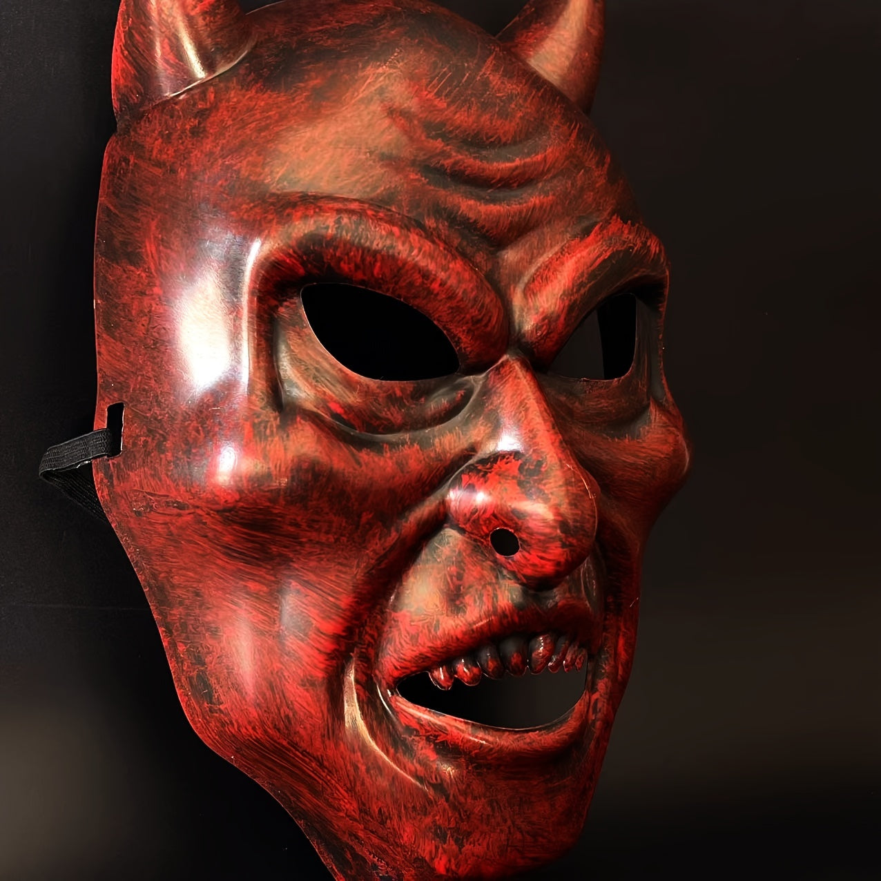 Spooky Red Devil Halloween Mask with Bloody Horns