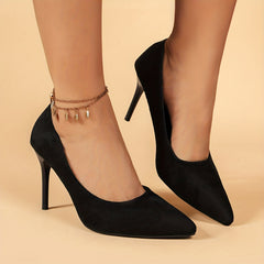 Women's Stiletto Heels Pointed Toe Slip On Pumps Women's Solid Heels