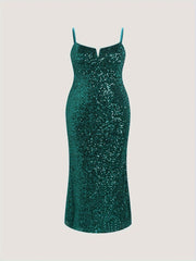  Sequin Decor Bodycon Midi Cami Party Dress