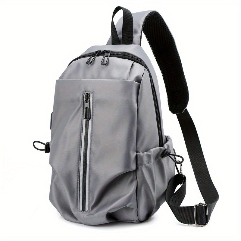 Men's Chest Bag USB Charging Port Outdoor Shoulder Bag