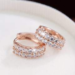 Zircon Decor Hoop Earrings Minimalist Style Copper 18K Plated