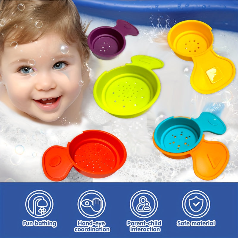 Colorful Sunflower Stacking Cup Bath Toy for Babies