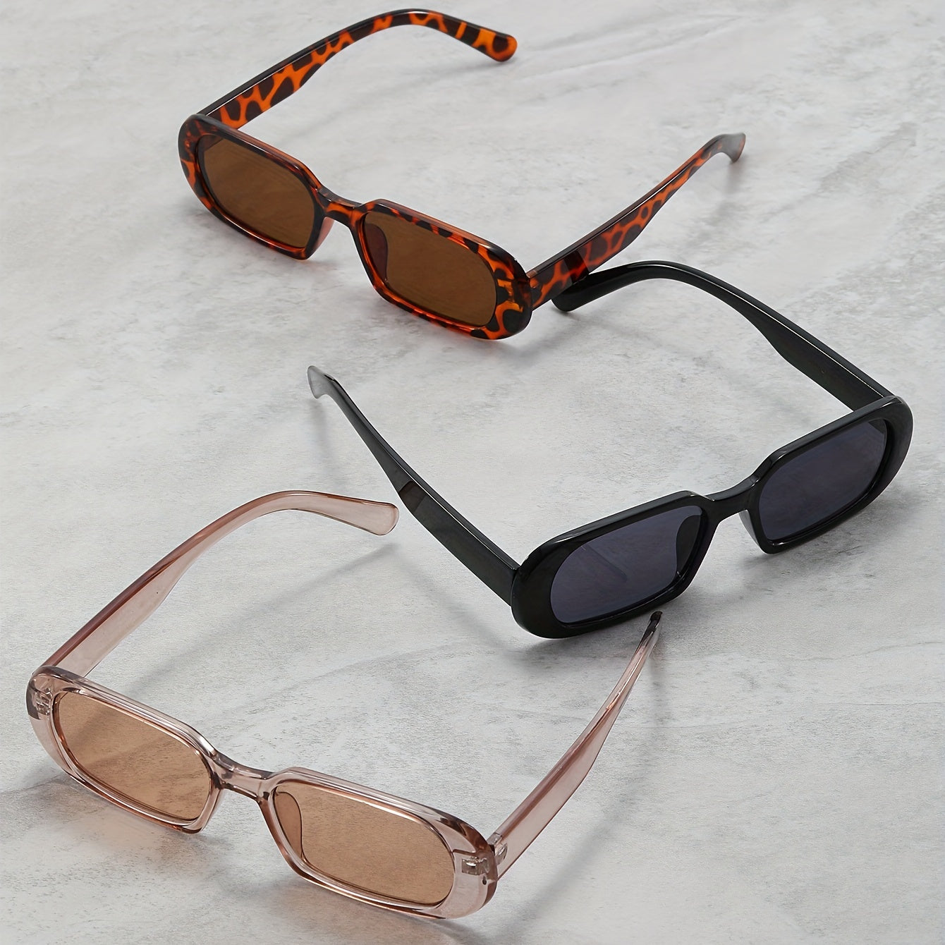 3 Pairs Vintage Square Frame Sunglasses Unisex Sports Driving Fishing Glasses