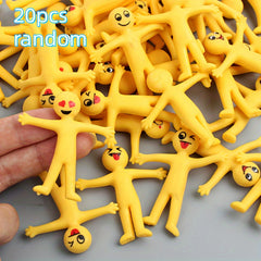 20 Random Yellow Small People Rubber Venting Dolls Funny Pranks Soft Creative