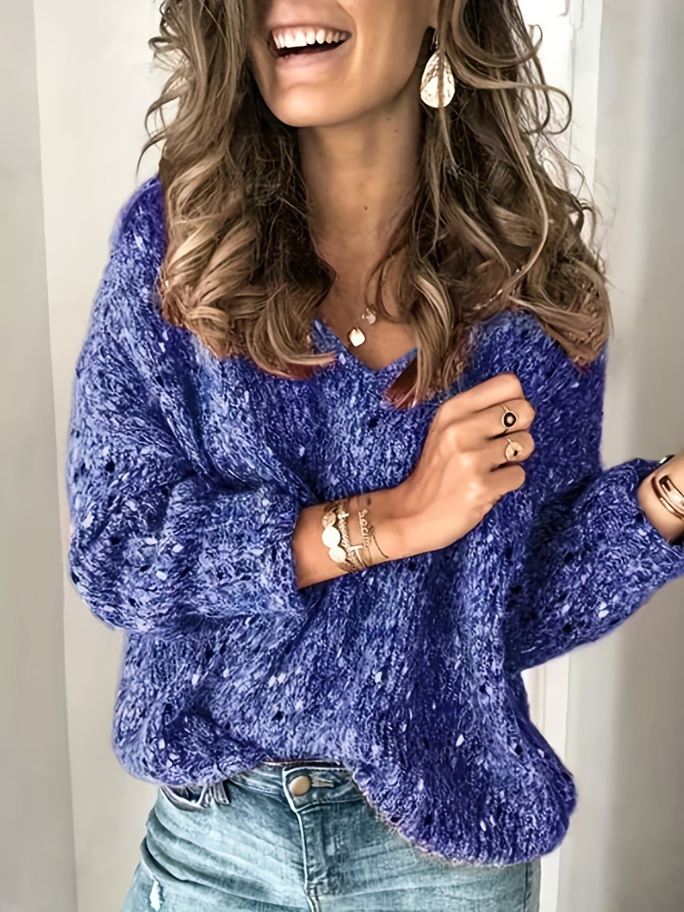 Long Sleeve Drop Shoulder Sweater Loose Casual Sweater Women's Clothing