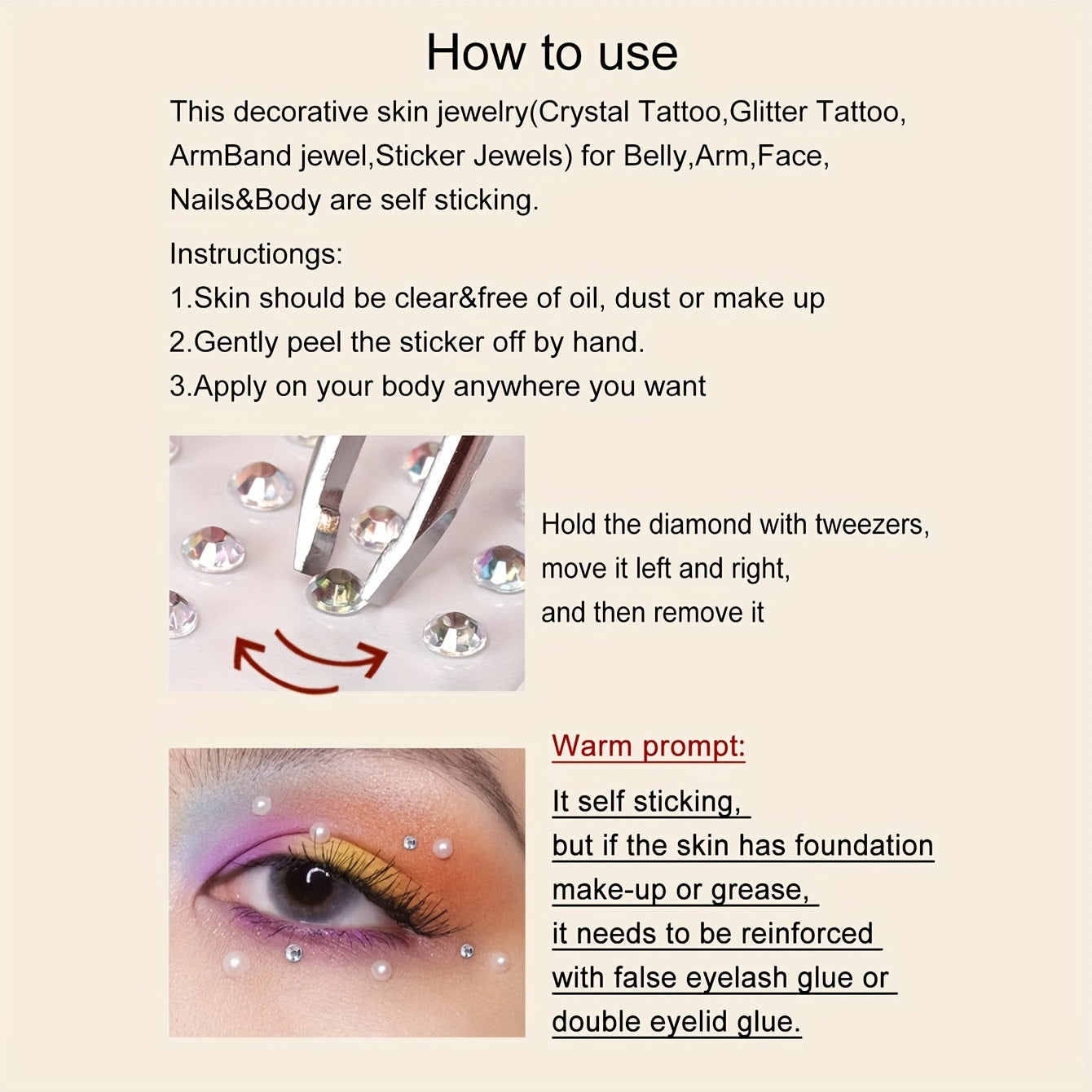 Colorful 3D Water Gemstone Face Sticker DIY Makeup Party Eye Decoration