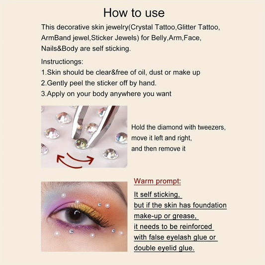 Colorful 3D Water Gemstone Face Sticker DIY Makeup Party Eye Decoration