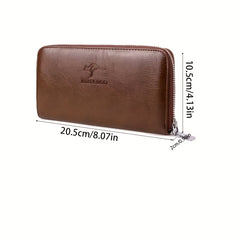 Men's Kangaroo Pattern Leather Zipper Handbag Large Capacity Wallet